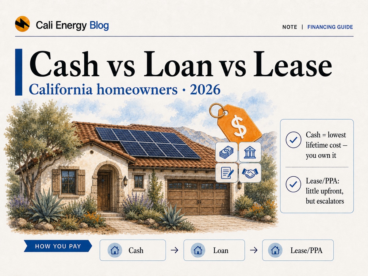 Cash vs Loan vs Lease vs PPA for Solar in California (2026)