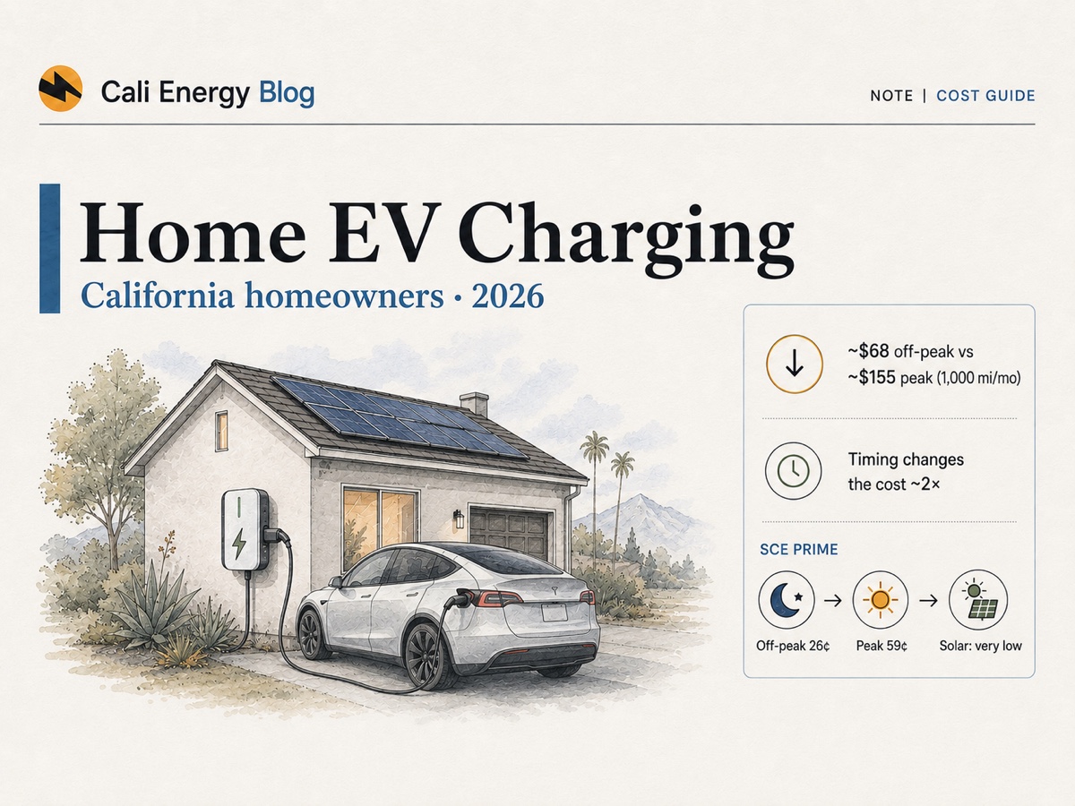 EV Charging at Home in California (2026): LADWP vs SCE Real Costs (and Solar)