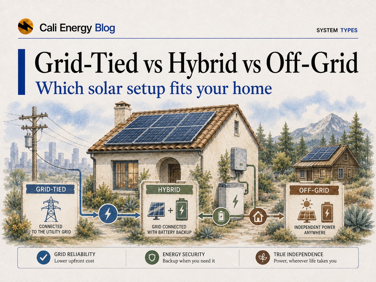 Grid-Tied vs Off-Grid vs Hybrid Solar (California 2026)