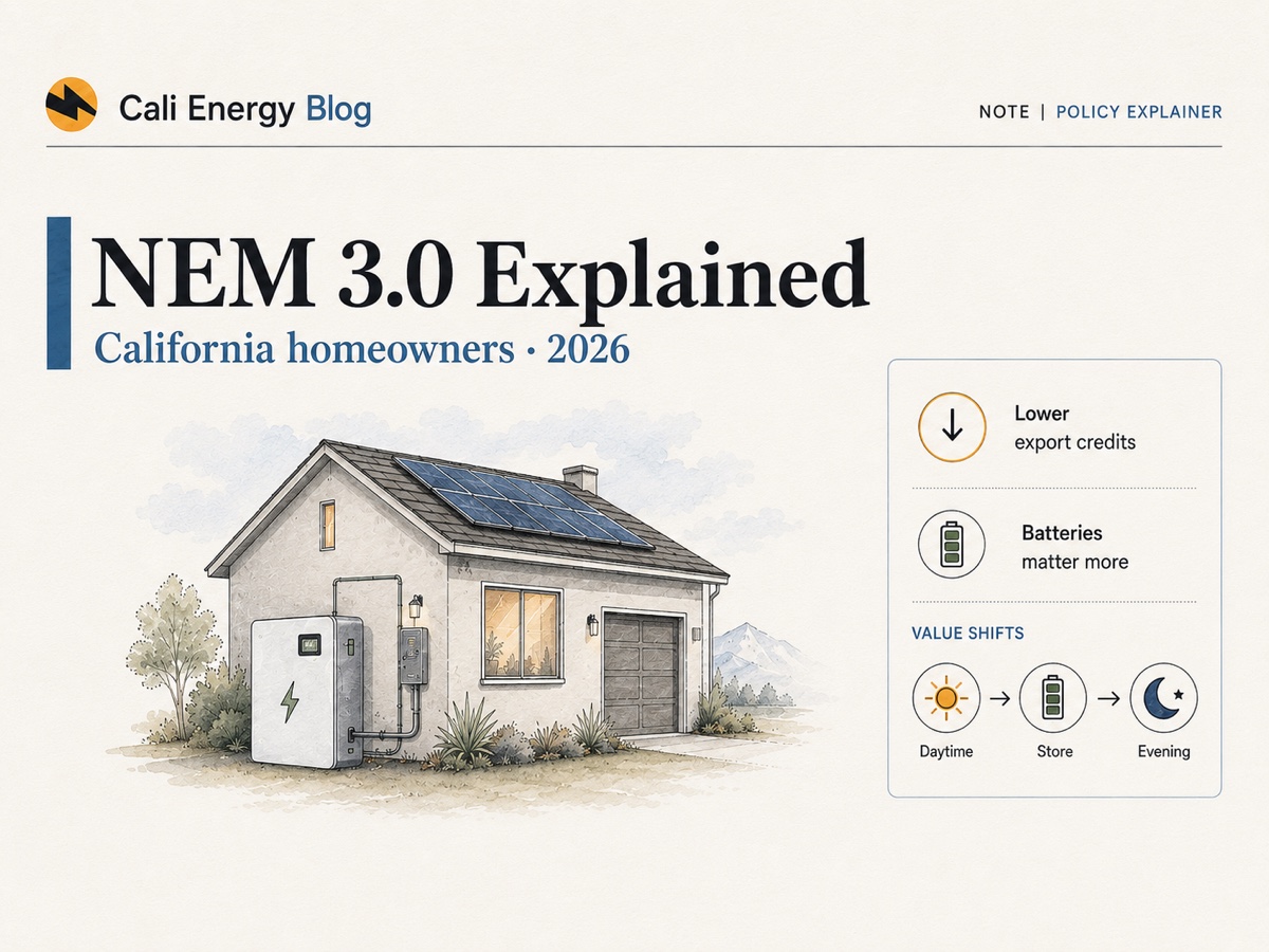 NEM 3.0 (Net Billing Tariff) Explained for California Homeowners (2026)