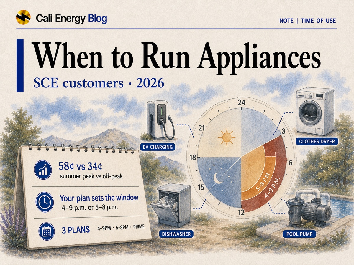Best Time to Run Appliances on SCE TOU: 2026 Schedule