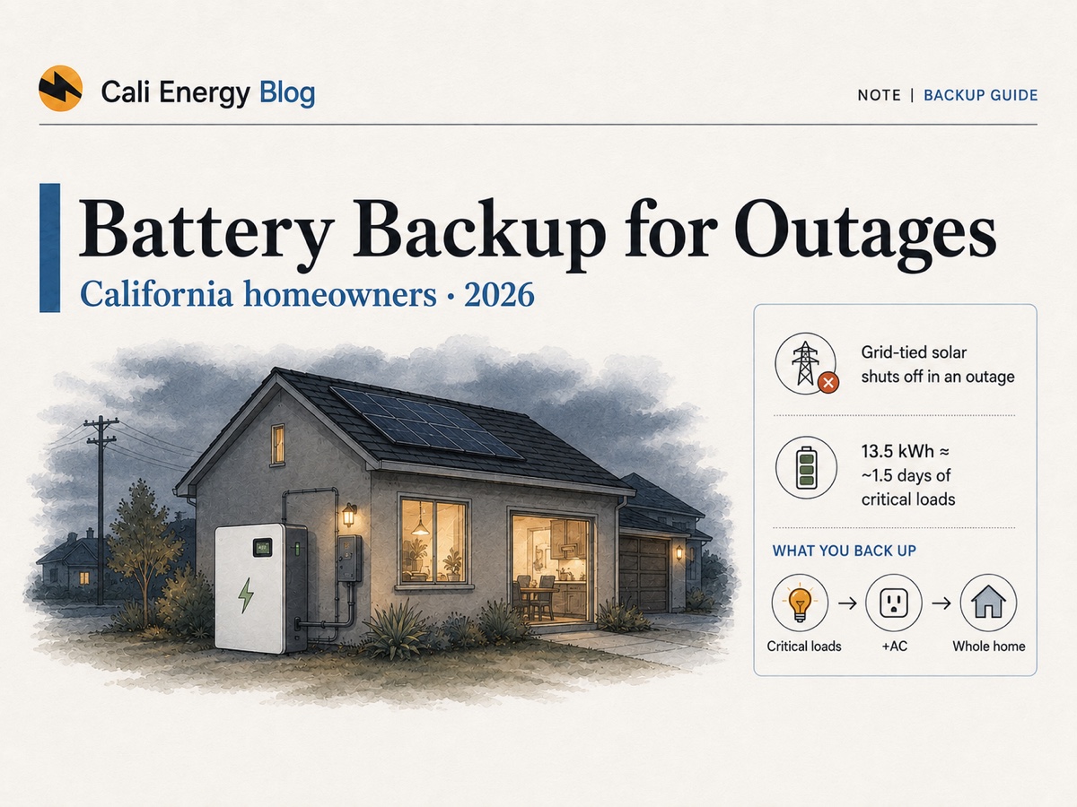 Solar + Battery Backup for Outages & PSPS in California (2026): Sizing, Costs & What Keeps the Lights On