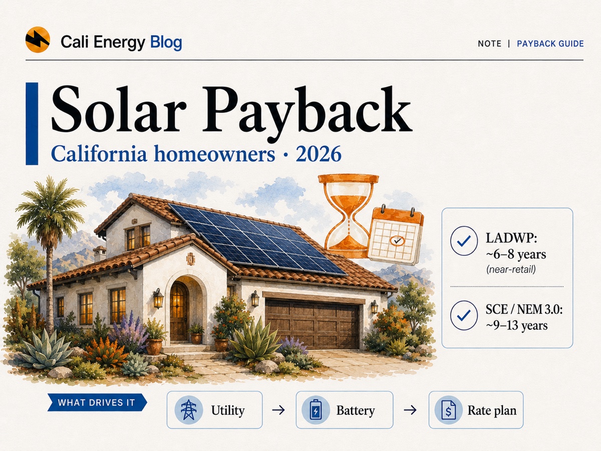 Solar Payback Period in California (2026): LADWP vs SCE